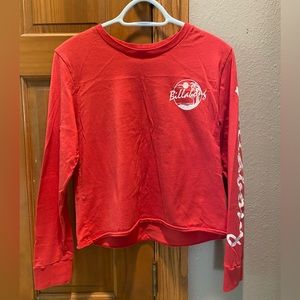 Billabong Orange/ Red Long Sleeve Cropped Tee